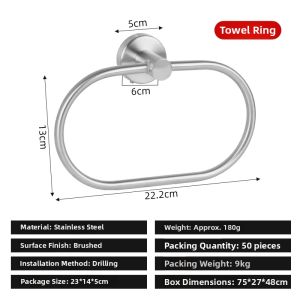 Bathroom Towel Ring No-Drilling Installation
