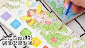 เปลี่ยนสมุดระบายสีน้ำ ลายน่ารัก - พู่กันครบเซ็ต สี+ พร้อมส่ง