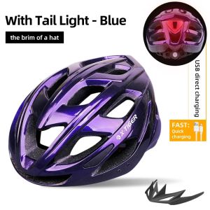 X-TIGER Cycling Helmets Men Women Road Mountain Bike Helmet Rechargeable Brim Design Helmets with Tail Lights