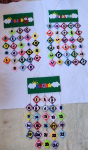 Hiasan dinding gantungan dinding hiasan sekolah gantungan hijaiyah gantungan huruf abjad gantungan angka Handmade bahan flanel 100% handmade