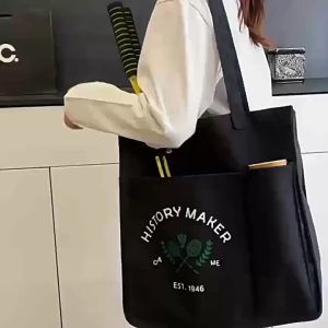 Canvas Badminton Racket Bag Sports Tote Bag Multi Pocket Badminton Shoulder Bag Multi-Functional