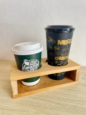 บล็อคไม้วางแก้ว ถาดวางแก้วกาแฟ กล่องไม้สัก ช่องวางแก้ว ที่วางแก้วกาแฟ ชั้นวางแก้ว ขนาด 3 นิ้ว