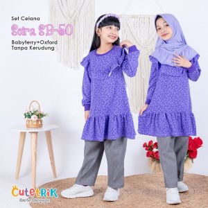 Setelan Celana Anak Perempuan New Cutetrik (3-14th) Setelan Tunik Anak Remaja Baju Muslim Anak Perempuan Set Celana Seira