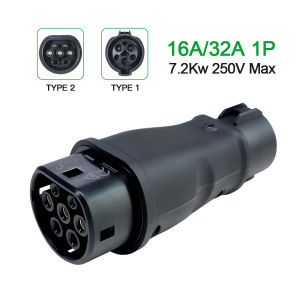 GOODCELL EV Charger Adapter J1772 to IEC62196 Adapter Type1 to Type2 EV Adapter 32A 1Phase 7.2kw Max EV Charger Converter
