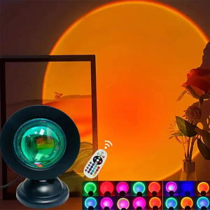1pc Vibrant Sunset Projection Light - 16-Color Spectrum USB Remote Control Dynamic Color Changing LED Light - Creates Warm Hom