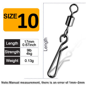 10Pcs Swivels Snaps Fishing Fishing Clip Snap Barrel Snap Rolling Swivel Lures Connector Saltwater Trolling Tackle
