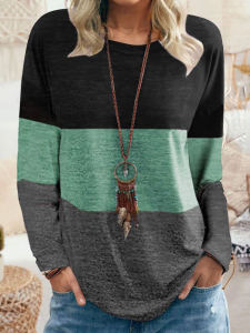 เสื้อยืดคอกลมแขนยาวสไตล์สตรีท เสื้อผ้าทำงานฤดูร้อน ทรงเข้ารูป ผ้าฝ้ายผสม ความหนาปกติ เสื้อผ้าทำงานลำลอง