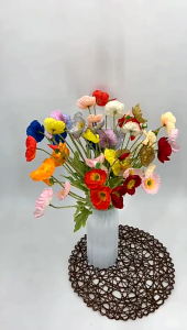 60cm Artificial Poppy Flowers Realistic Faux Poppy Stems Fake Poppy Flowers for Home Decor Wedding Party Vase Arrangement Multiple Colors Available(1 PC)