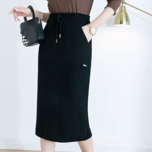 plus Size Chinese Style Embroidered Button Split Skirt Womens Summer Fashion Drapey Meat Concealing Slimming Half-length Skirt
