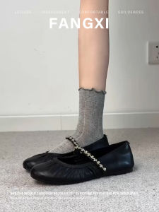 French Design Rhinestone Leather Flat Shoes