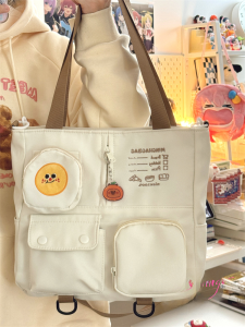 Cute Japanese Style Tote Bag with Large Capacity Soft Shoulder Crossbody Satchel for Teenagers Daily Matching