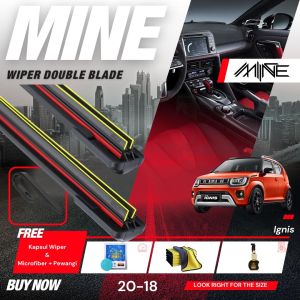 Wiper Frameless Double Blade SUZUKI IGNIS 1 Pasang FREE BONUS