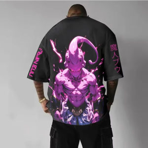 Dragon Ball 2025 Summer Mens and Womens Loose Version Cotton T-Shirt Street Wear Majin Buu Animation Printing Casual Wear