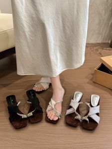 YX | Elegant Design Rhinestone Cross Straps Coarse Heel Summer Sandals