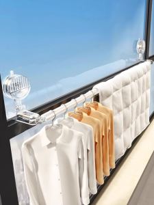 KASA Retractable Clothesline Balcony Clothes Drying Rack Non-Piercing Window Quilt Drying Tool Multi-Functional Painted Steel Pole