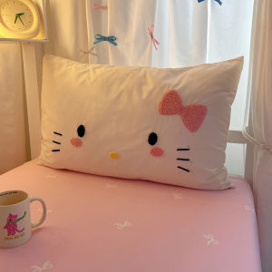 Cute Cotton Pillowcase Breathable Machine Washable Pure Cotton Single Person Pillow Cover for Students Dormitory