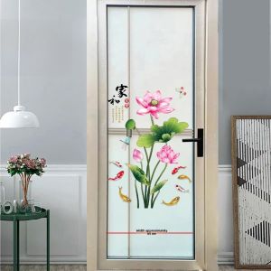 Bathroom Decorative Glass Door Stickers Lotus Flower Tile Wall Decals Waterproof PVC Kitchen Living Room Bathroom Toilet Stickers