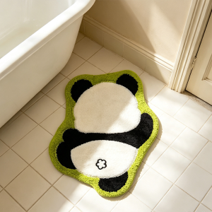 VIKAMA Moon Star Panda Shaped Plush Bath Mat Non Slip Absorbent Cartoon Animal Bedroom Floor Decor Floor Mat Doormat