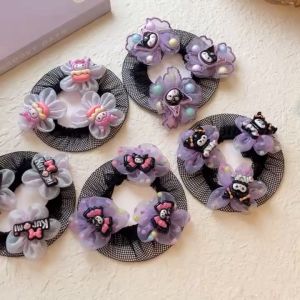 Kuromi Girls Bun Hair Net Snood Kids Lovely Ballet Hair Accessories Purple