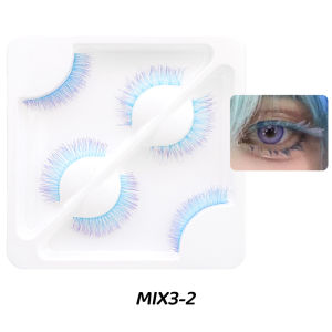 1 Pair Blue Mink Colored False Eyelashes Fluffy Strip Lashes For Cosplay Halloween Party Makeup Dramatic Wholesale Colorful Lash