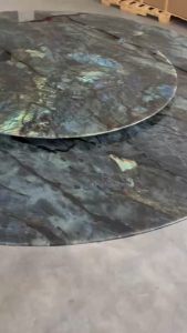 FINAL SALE! Dia1.6m Natural Brazilian Labradorite Marble "In Stock With Most Selections In Singapore" From Brazil Customization For Dining Coffee Side Table Feature Wall Granite Stone Real Marble - Blue Emerald