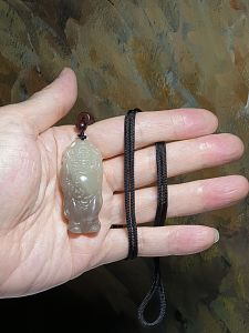Premium Nephrite Qinghai smoky purplish light greenish Zhong Kui Jade pendant (with certificate) [Natural Crystal]优质和田玉青海料青白烟紫钟馗吊坠(带证书)