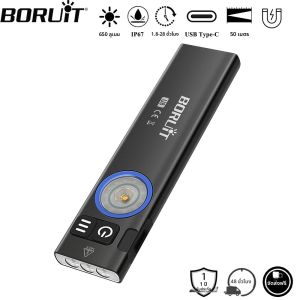 ไฟฉาย LED BORUiT U8 650LM EDC แบบชาร์จไฟได้ผ่านพอร์ต Type-C พร้อมแม่เหล็ก กันน้ำ เหมาะสำหรับตั้งแคมป์ พกพาสะดวก