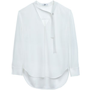 Loose Long-sleeve Tied Fashionable Ladys Shirt