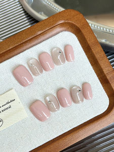 Handmade Short Nail Tips Crystal Wearable Nail Art Finished Product False Nails Patch Autumn Winter New Years Beauty Tools