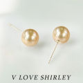 【 Minimalist Style 】 Nanyang Gold Pearl Ear Studs 18K Gold Natural Unoptimized Sea Pearls Plain Nail Simple Earrings. 