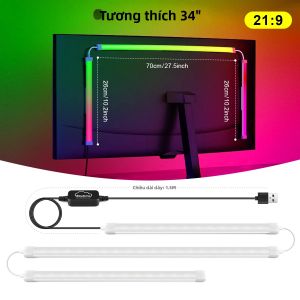 Dải Đèn LED Xung Quanh RGBIC Cho Màn Hình Máy Tính Đèn Nền Màn Hình PC Tương Thích Với Hệ Thống Windows/iOS Băng Dính Trang Trí
