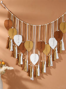 Nordic Dream Catcher Handwoven Leaf Tassel Wall Hanging Decorative Home Bedroom Background Wall Decor Wall Hanging