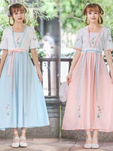 Girls Dress Suit Chinese Republican Style Womens Clothes Student Fairy Dress Womens Han Chinese Clothing Chinese Style Han Elements Improved Ancient Costume