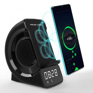 WD-200 Wireless Charger Speaker with Phone Holder Bluetooth-compatible Digital LED Display Alarm Clock Radio Charging Station