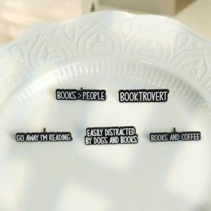 Booktrovert Enamel Pins Go Away Im Reading Books Dog Coffee Brooches Lapel Badges Clothes Jewelry Gift for Reader Friends