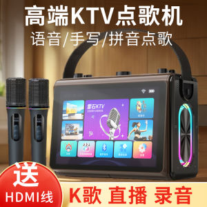 High-End Home KTV Sound System Mobile Outdoor Karaoke Speaker Set Metal Plastic Shell Bluetooth Low Bass Stereo Card Plug-In