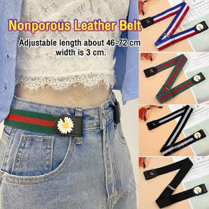 Fashion Nonporous Square Buckle Versatile Wild Leather Belt Canvas Material Invisible and Seamless Belt