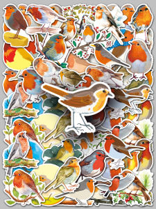 Waterproof Bird Stickers 50 Pcs Eurasian Robin Cute Animal Little Q Version Decorative Scrapbooking DIY Luggage Stickers