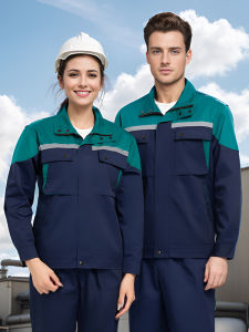 Mens Work Uniform Set Long Sleeve Reflective Stripe Wear Resistant Car Repair Labor Protection Clothing Spring Autumn Workwear