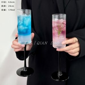 Special Cocktail Glass High Aesthetics Black Rod Champagne Cup Nordic Style Glass Bubble Drinkware for State