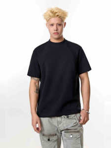 Extra Large Size 300 Pounds American Retro Splicing Short Sleeve T-Shirt Summer Grey Loose Anti-Wrinkle Rigidity Top