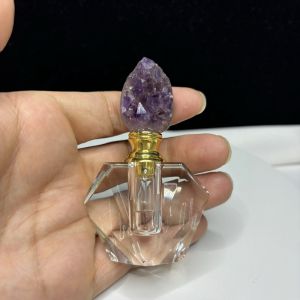 Natural Amethyst Crystal Essential Oil Bottle Small Empty Bottle 1ml Premium 2ml Agate Stone Empty Bottle Fragrance Splitter