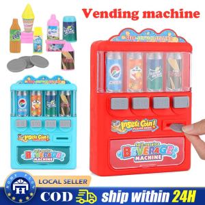 【Local Delivery】 Kids Toys Simulation Self-service Vending Machine with Mini Coins Drinks Play Toys Gifts for Children Kid LZC-Drink-Vending-Machine