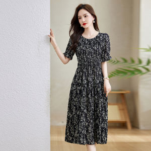 OUCAO | Retro Floral Premium Slimming Satin Dress