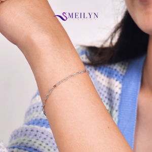 MEILYN Gelang Rantai Pecah Kopi Pipih 18K Lapis Perak Emas Putih 0232210121