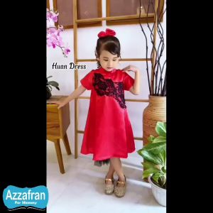 Huan Dress | Baju Cheongsam Anak Perempuan dan Dewasa | Kostum Shanghai Pesta Imlek CNY Natal Satin