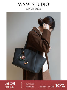 Top Grain Cowhide Tote Bag for Women Can Hold 14 Inch Computer Shoulder Handbag British Style Soft Leather Large Size