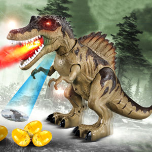 Electric Walking Dinosaur Robot Toy with LED Lights And Sounds Spraying Function Mechanical Model for Kids Birthday Gifts