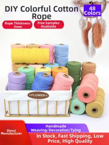 Colorful Cotton Rope 3mm for Handcraft Weaving Materials Tapestry Binding Decorative Rope DIY Home Sewing Accessories