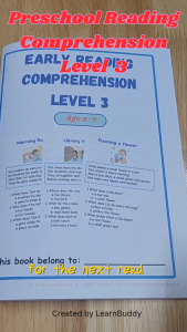 LearnBuddy Pre-Comprehension Level 3 Printed Activity Booklet | Early Reading Comprehension